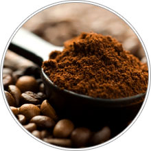 ground coffee and scoop